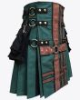 Hunter Green with Brown Medieval Hybrid Kilt