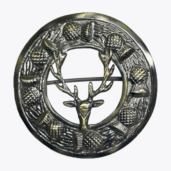 Antique Stag Head Kilt Brooch