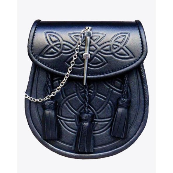 Embossed Leather Kilt Sporran with Pin Lock
