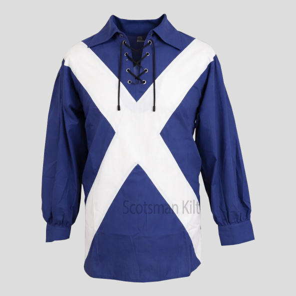 Saltire Flag Jacobite Ghillie Kilt Shirt