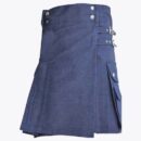 Blue Denim Women Utility Kilt Style With Cargo Pockets