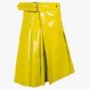 Yellow Leather Modern Women Kilt