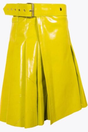 Yellow Leather Modern Women Kilt